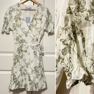 ANTONIO MELANI White and Green Floral Mini Dress